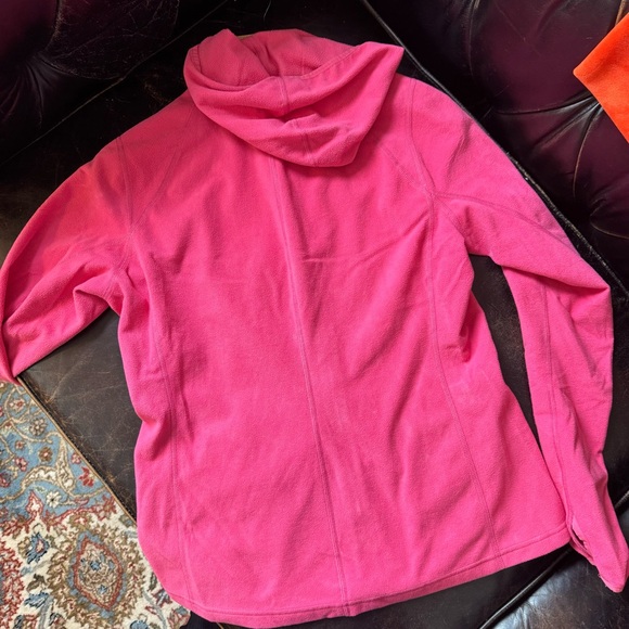 The North Face W’s Pink Large Ruched Pocket Fleece Hoodie Winter Ski Layer - Picture 7 of 8